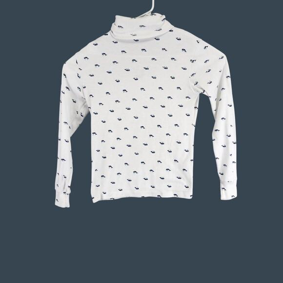 Womens Vintage Currants By Jeri Jo Turtleneck Top Large White & Blue Whale Print - Picture 2 of 6